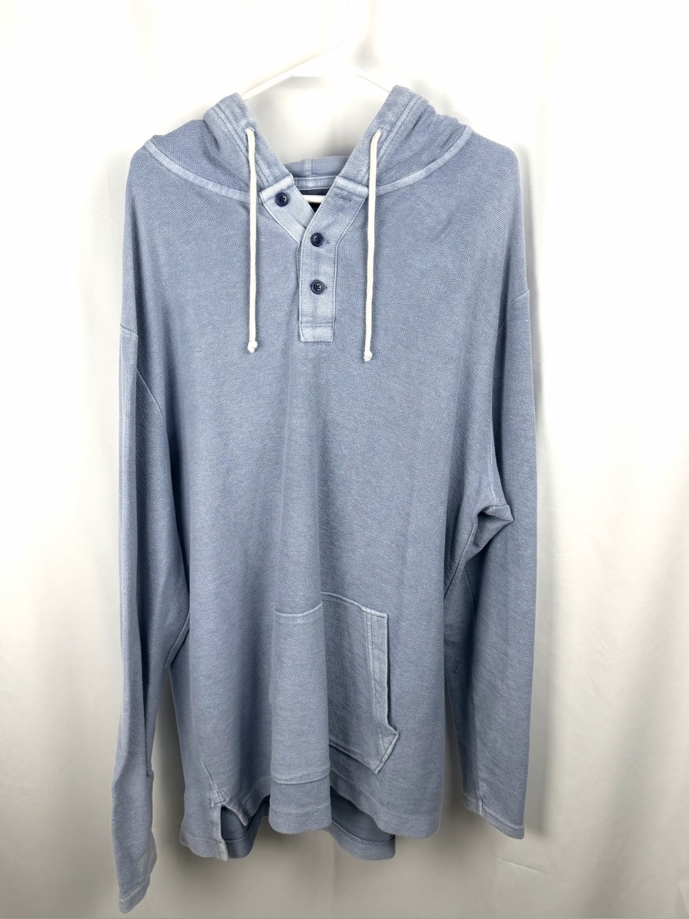American Eagle Outfitters Light Blue Hooded Henley Pullover